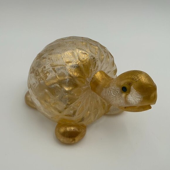 RARE Murano Art Glass Reptile Small Golden Burst Turtle, 6" Long x 4" Tall - Picture 2 of 9